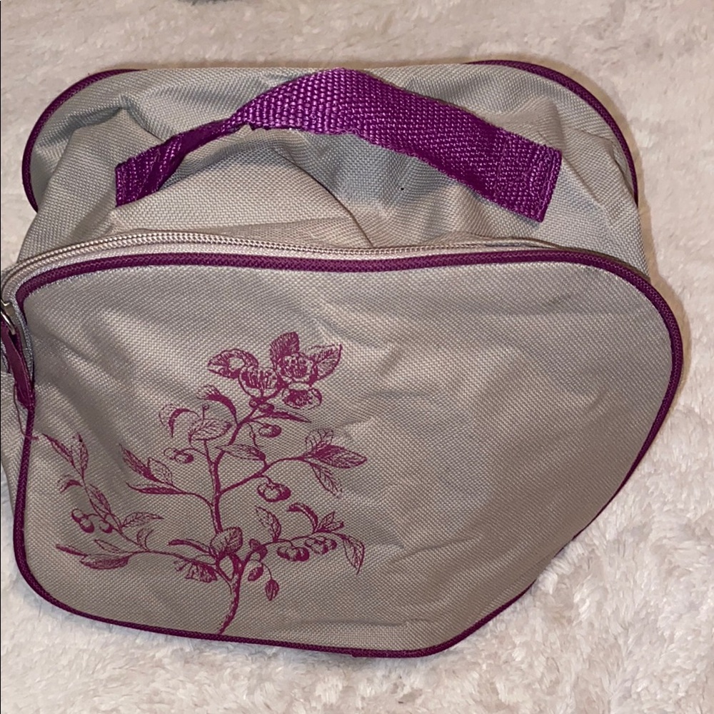 Floral Beige and Purple Women's Bag